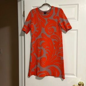 Ann Taylor Dress size M bright orange leaf and taupe Knit Sweater dress